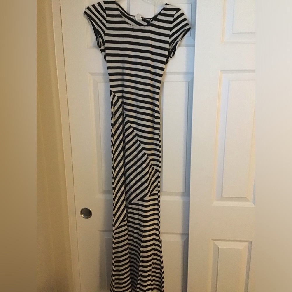 Black and white striped maxi dress